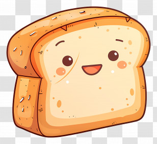 Cute Bread - Cute Smiling Cartoon Bread Transparent PNG