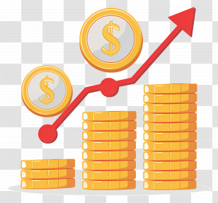 Increasing Money - Increasing Gold Coins With Profit Symbol Transparent PNG