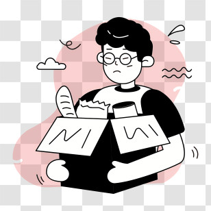 Icon - Man Holding Box Of Items Illustration Transparent PNG