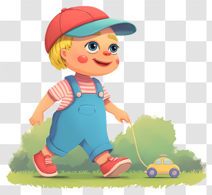 Boy With Toy Car - Child With Toy Car Enjoying Outdoor Play Transparent PNG