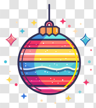 Striped Christmas Ornament - Colorful Christmas Ornament Transparent PNG