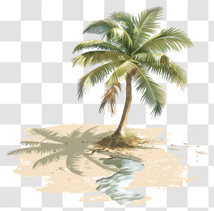 Summer Vacation - Tropical Palm Tree On Sandy Beach Transparent PNG