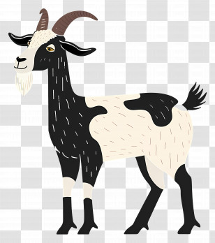 Cartoon Goat - Black And White Goat Illustration Transparent PNG