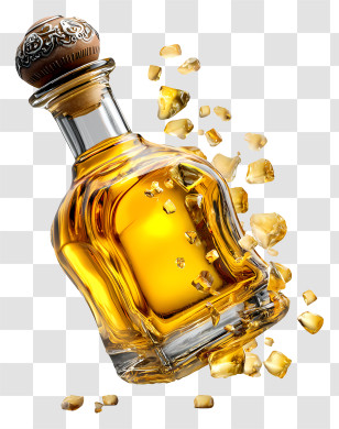 Tequila - Whiskey Bottle With Gold Transparent PNG