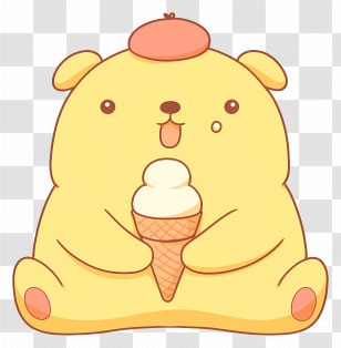 Pompompurin - Cute Yellow Dog Eating Ice Cream Transparent PNG