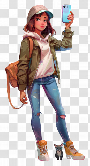 Selfie Day - Girl Taking A Selfie Transparent PNG