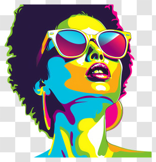 Pop Art Woman - Colorful Portrait With Sunglasses Transparent PNG