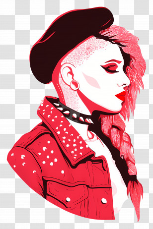 Punk Girl - Punk Girl In Red Transparent PNG