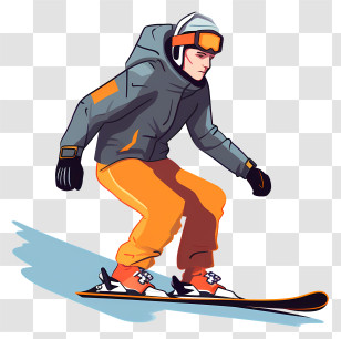 Snowboarding - Snowboarder In Action On Winter Slopes Transparent PNG