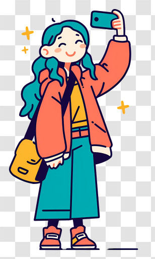 Anime Kawaii Girl Selfie - Cute Selfie Girl Cartoon Transparent PNG