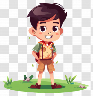 Cartoon Boy - Cartoon Boy Scout With Cheerful Expression Transparent PNG