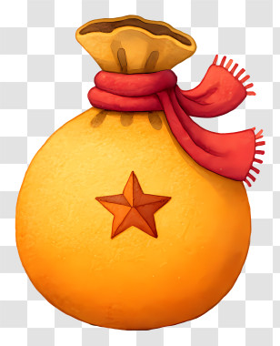 Golden Sack - Golden Pouch With Red Scarf Transparent PNG