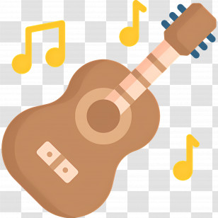 Guitar - Acoustic Guitar With Musical Notes Transparent PNG