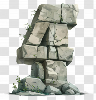 Number 4 - Stacked Stone Formation With Intricate Shape Transparent PNG