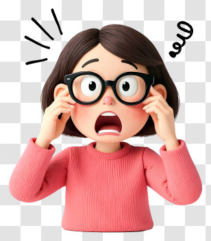 Amazed Woman - Shocked Woman With Glasses Transparent PNG