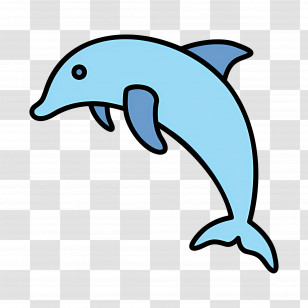 Dolphin - Blue Cartoon Dolphin Illustration Transparent PNG