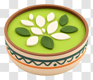Matcha Infused Rice Dish - Green Decorative Bowl With Leaf Pattern Transparent PNG