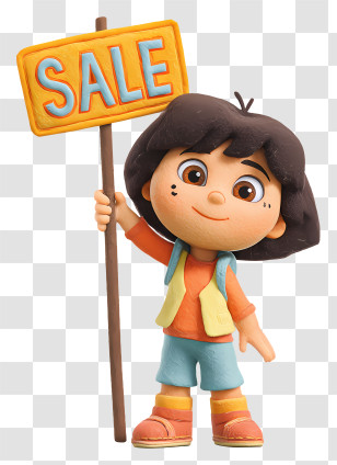 Dora Holding Sale Sign - Cartoon Child With Sale Sign Transparent PNG