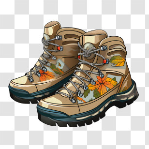 Boots - Autumn-Themed Hiking Boots Transparent PNG