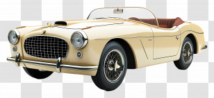 3d Car - Classic Cream Vintage Convertible Car Transparent PNG