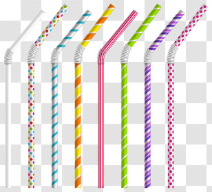 Drinking Straws - Colorful Bendable Straws Transparent PNG