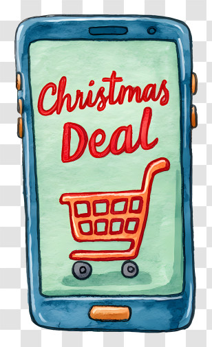 Mobile Phone Showing Christmas Deal - Christmas Deal Mobile Shopping Transparent PNG