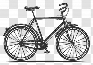 Summer - Classic Black And White Bicycle Sketch Transparent PNG