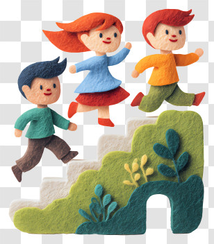 Kids Playing Pictures - Children Running Up Steps Transparent PNG