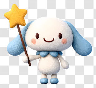 Cinnamoroll Holding Star - Magical Creature Holding Star Wand Transparent PNG