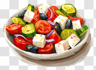 Greek Salad - Fresh Greek Salad With Feta And Vegetables Transparent PNG