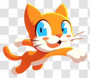 Scratch Cat - Orange Cartoon Cat Jumping In Dynamic Pose Transparent PNG