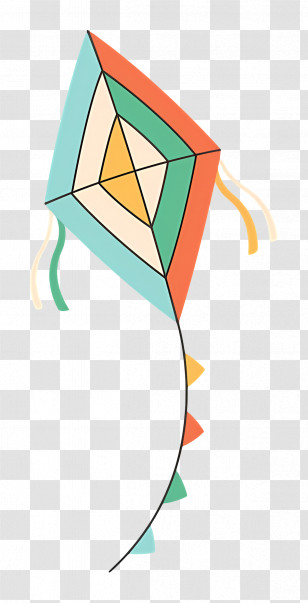 Kites In Sky - Colorful Kite With String Transparent PNG