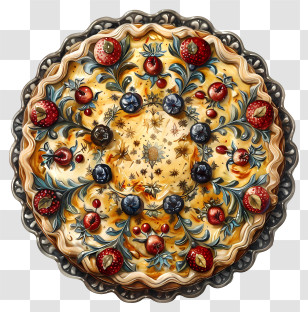 Coronation Quiche - Ornate Decorative Plate With Fruit Design Transparent PNG