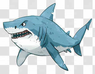 Shark - Cartoon Shark With Fierce Expression Transparent PNG