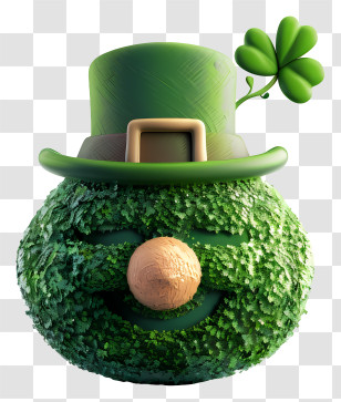 St Patricks Day - Green Leprechaun Head With Clover Transparent PNG