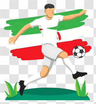 Football Player - Soccer Player Kicking Ball With Flag Background Transparent PNG