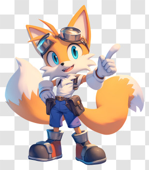 Miles Tails Prower - Orange Fox Character With Goggles Transparent PNG