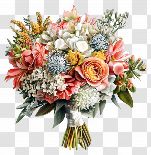 Bridal Bouquet - Beautiful Floral Bouquet Illustration Transparent PNG