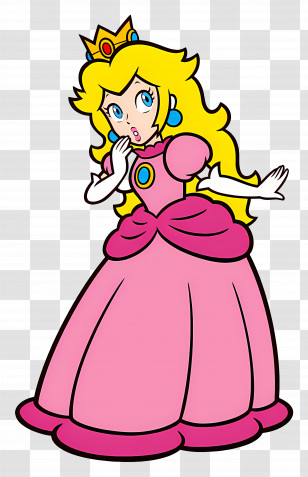 Princess Peach - Cartoon Princess In Pink Dress Illustration Transparent PNG