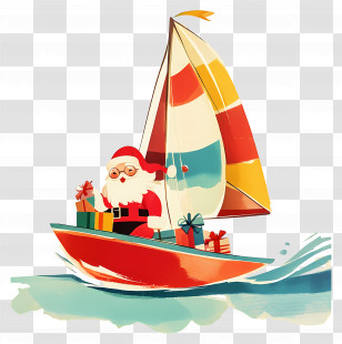 Santa - Santa Claus Sailing With Gifts Transparent PNG