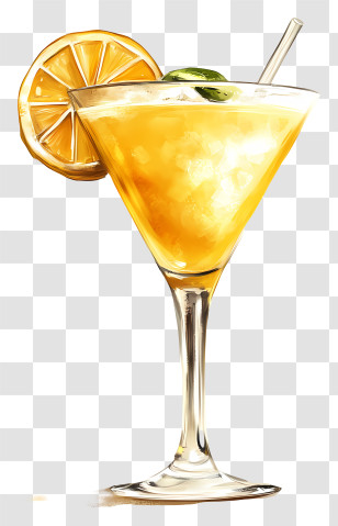 Yellow Cocktail - Orange Cocktail With Ice Transparent PNG