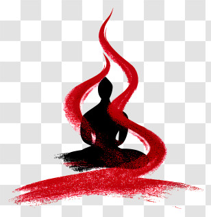 Meditation Symbol - Meditating Silhouette With Red Swirl Transparent PNG