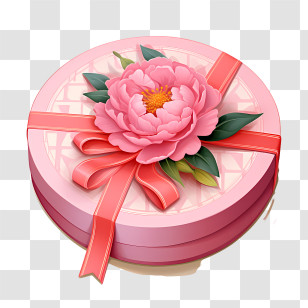 Pink Gift Box - Gift Box With Pink Flower And Ribbon Transparent PNG