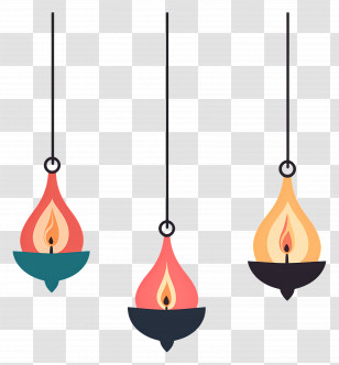Hanging Diya - Hanging Lamps With Flames Transparent PNG