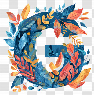 Letter G - Artistic Letter G Made Of Colorful Leaves Transparent PNG