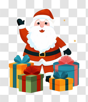 Santa Claus - Santa Claus Cartoon With Christmas Gifts Transparent PNG