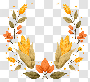 Corn And Wheat - Autumn Corn Harvest Wreath Transparent PNG