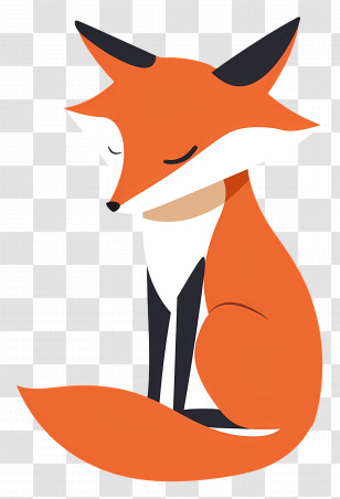 Fox - Cute Fox In Flat Illustration Style Transparent PNG