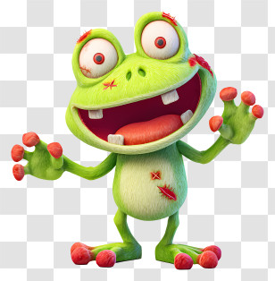 Frog Zombie - Happy Green Frog Cartoon Character Transparent PNG