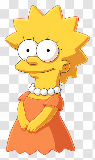 Lisa Simpson - Yellow Cartoon Character With Spiky Hair And Orange Outfit Transparent PNG